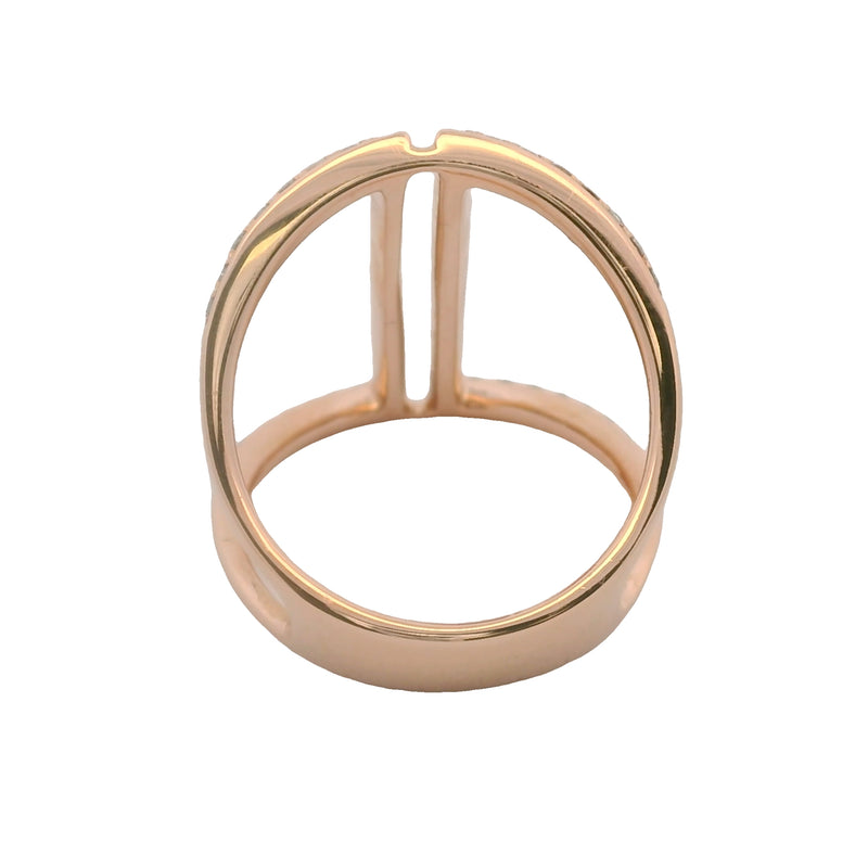 EFFY Solid 14kt Rose Gold and Diamond Cocktail Long Cage Ring Size 7