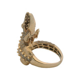 Vintage 14kt Yellow Gold and Pave 1.3ctw Natural Diamond Alligator 3D Statement Ring Size 6.75