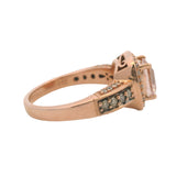 Le Vian Solid 14kt Rose Gold Pink Morganite and Diamond Halo Cocktail Fashion Ring Size 7