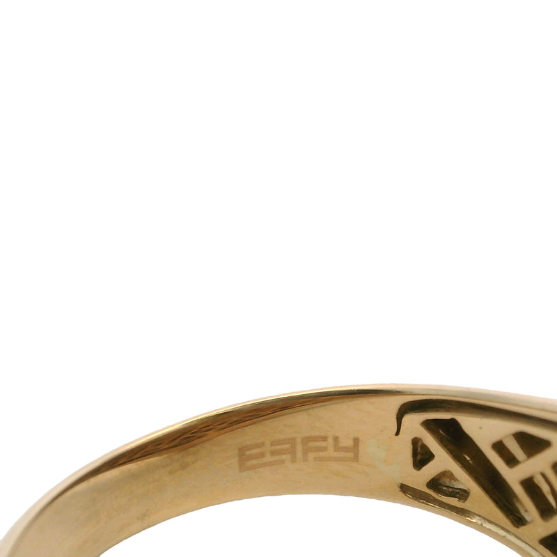 Retired EFFY 14kt Yellow Gold Panther Signet Ring with Emerald and Ruby Size 10