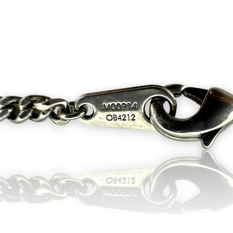 Louis Vuitton Silver Color LV Icons Necklace with Keepall Bag Pendant Monogram Pattern Engraving LV Motif Chain