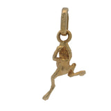 Vintage Solid 14kt Yellow Gold Leaping Frog With Ruby Eyes Dangle Charm
