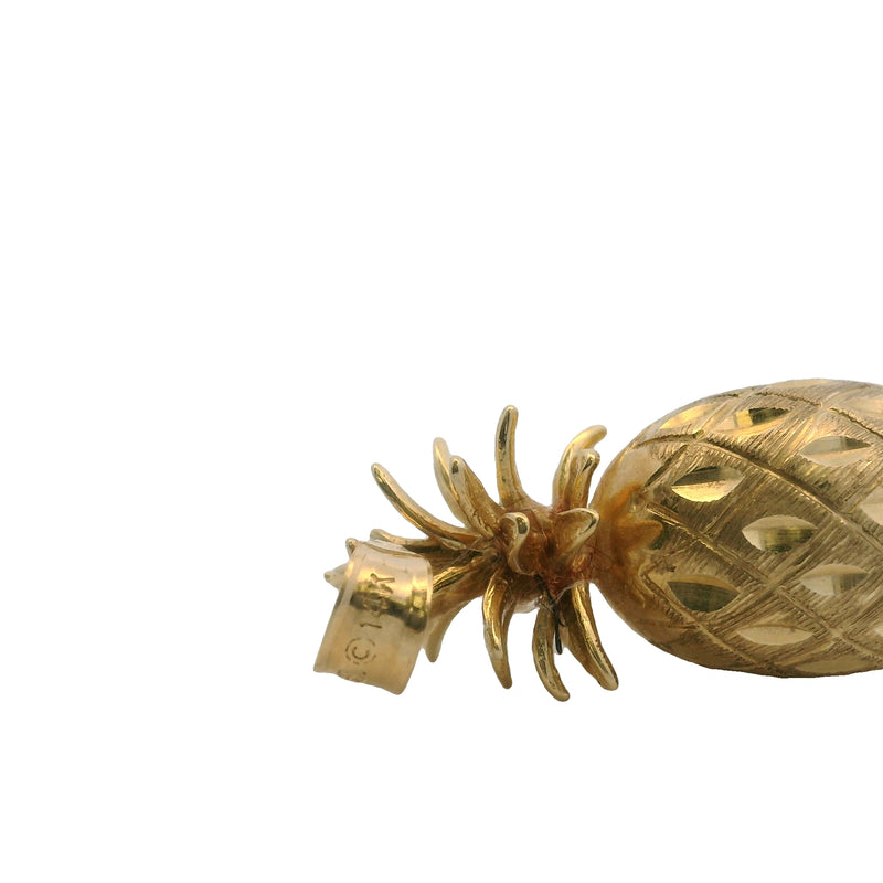 Vintage Solid 14kt Yellow Gold Detailed Pineapple Pendant Charm