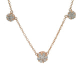 BH Solid 14kt Rose Gold 1.16ctw Diamond Multi Cluster 5 Station 18" Necklace