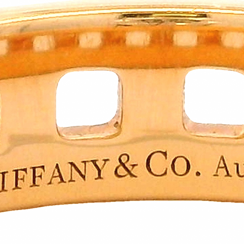 Tiffany & Co Solid 18kt Rose Gold Tiffany T Collection True Wide Ring with Alternating T Motif Size 9 Made in Italy