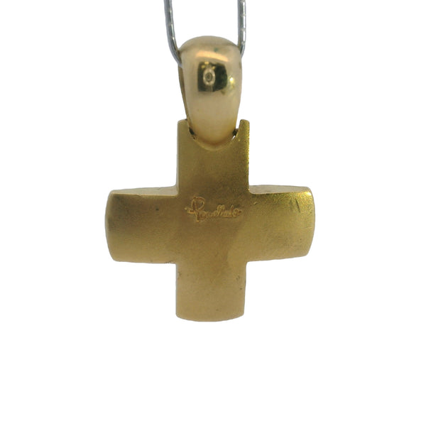 Colgante con dije de cruz Pomellato en oro amarillo 750 de 18 quilates con acabado satinado