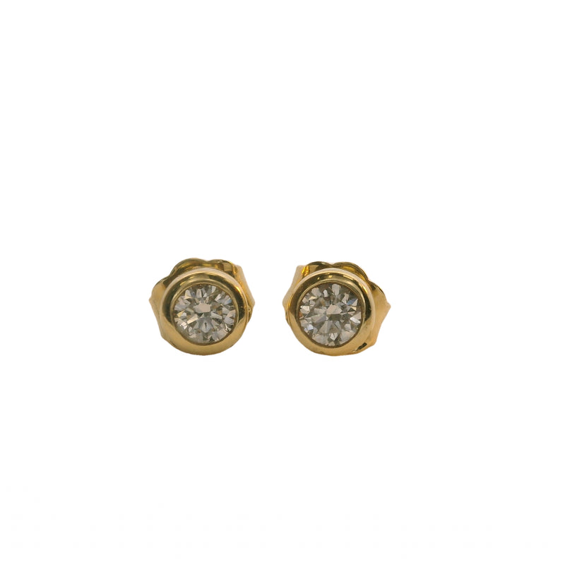 Mejuri 14kt Yellow Gold Round Bezel Set Natural Diamond 0.2ctw 4mm Stud Earrings
