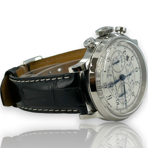 Baume & Mercier Capeland Flyback 65689 44mm Steel Chrono Leather Watch