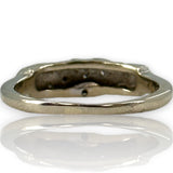 Vintage 1940-50s 14kt White Gold and Diamond Swirl Pattern Milgrain Wedding Band Ring