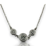 Beny Sofer Solid 14kt White Gold 36" Long 3-Station Milgrain 2.24ctw Diamond Chain Necklace