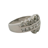 Vintage Mid-Century Solid Platinum and 2ctw Round and Princess Cut Diamond Cocktail Ring Size 7.5