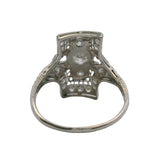 Antique 1920s Platinum and Old Mine and Old European Diamond Filigree Dinner Ring Size 8