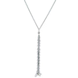 UnoAerre Italian Solid 750 18kt White Gold Leafy Vine Leaves Drop 17.9" Pendant Necklace