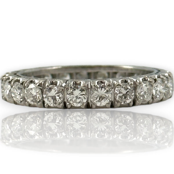 Anillo de boda apilable de paladio, hecho a medida, con diamantes brillantes redondos de 2,30 ct y 3,8 mm, talla 8,5