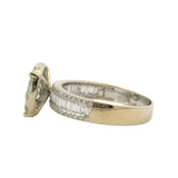 Solid 14kt White Gold 1.38ctw Diamond Cluster Circle Statement Ring with Baguette Sides Size 7