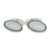 Tiffany & Co 925 Sterling Silver and Enamel Rare Blue Grasshopper Oval Cufflinks