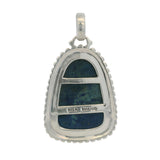 925 Sterling Silver and Carved Sodalite Flower Floral Granulation Edge Pendant Made in Thailand