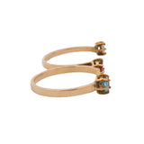 10kt Yellow Gold Double 2-Finger Wrap Ring with Blue White CZ Lab Ruby Size 10