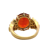 Vintage 1970-80s 14kt Yellow Gold Cocktail Ring with Large Madeira Citrine and Baguette Diamonds Size 7.5