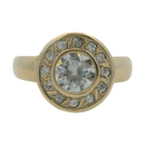 Solid 14kt Yellow Gold Cubic Zirconia 12mm Wide Solitaire Ring with Halo Size 7.5