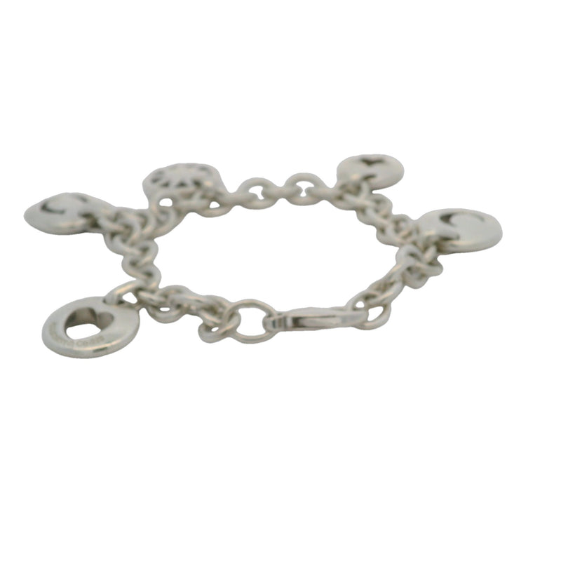 Tiffany & CO Rare Retired 925 Sterling Silver Stencil 5-Charm Thick Chain 7.5" Bracelet