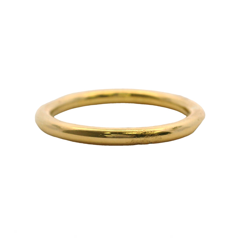 Solid 18kt Yellow Gold Faceted Faceted 2mm Stackable Band Ring with Diamonds Size 4.5