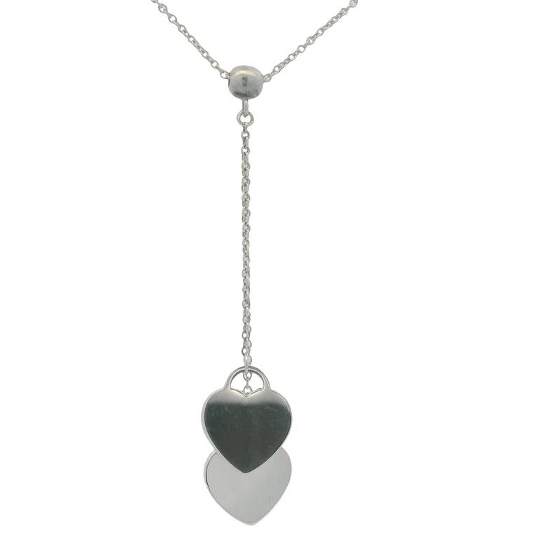 Retired Tiffany & Co 925 Sterling Return To Tiffany Swing Mini Double Heart Lariat Pendant Necklace 16"