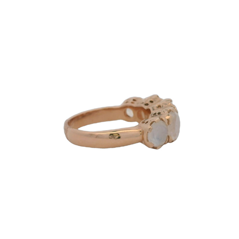 Nava Zahavi Solid 14kt Rose Gold Labradorite 5-Stone 8mm Wide Graduated Cocktail Ring Size 7
