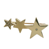 Solid 14kt Yellow Gold and Diamonds 3 Stars Celestial 1.4" Long Brooch Pin