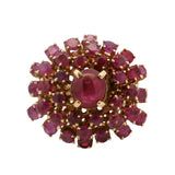 Vintage Solid 14kt Yellow Gold Large Luxury 5.25ctw Ruby Princess Cluster Ring Size 7.5