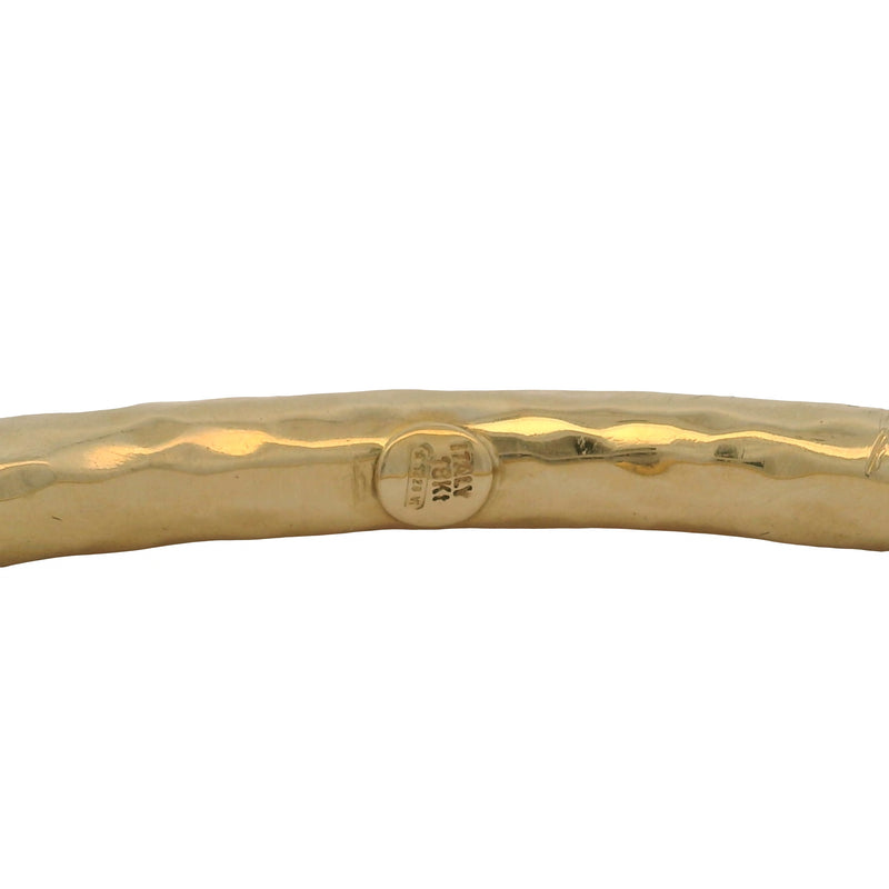 Roberto Coin Solid 18kt Yellow Gold Hammered Martellato 8" Bangle Bracelet with Signature Ruby