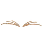 Solid 14kt Rose Gold and Diamond 3-Tier Ear Climber Wing Hook Earrings