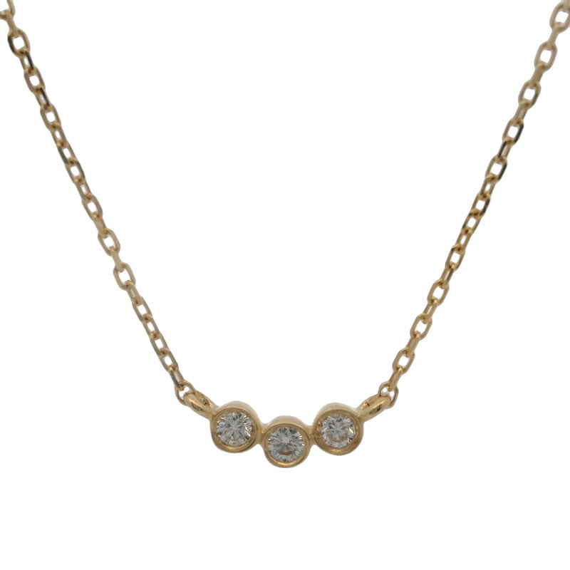 La Kaiser Solid 14kt Yellow Gold and Bezel-Set Diamond Trio Pendant with Adjustable 18-16" Chain