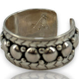 Yelli Jewels Handmade Moroccan 925 Sterling Silver Double Studs Adjustable 9.8mm Band Ring with Hand-Chiseled Details