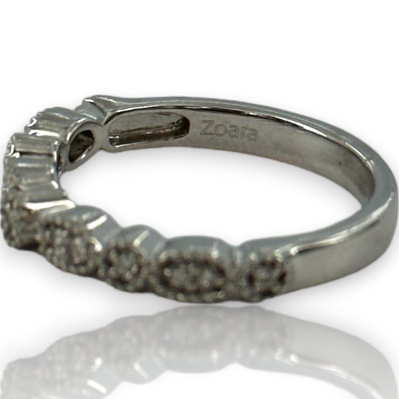 Zoara Platinum and Diamond Milgrain Round and Marquise Shapes Wedding Band
