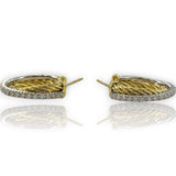 David Yurman Solid 18kt Yellow Gold Crossover 23mm Hoop Cable Earrings with 0.34ctw of Diamonds in Original Pouch