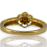 VJS Jewelry Solid 18kt Bright Yellow Gold Filigree Diamond Cluster Flower Ring with Diamond Sides Size 7