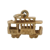 Vintage Solid 14kt Yellow Gold Cable Car Trolley Dangle Charm