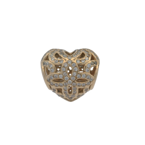 Charm separador de corazón recortado "Amor y Agradecimiento" de Pandora, oro amarillo sólido de 14 kt y circonitas (2 unidades)
