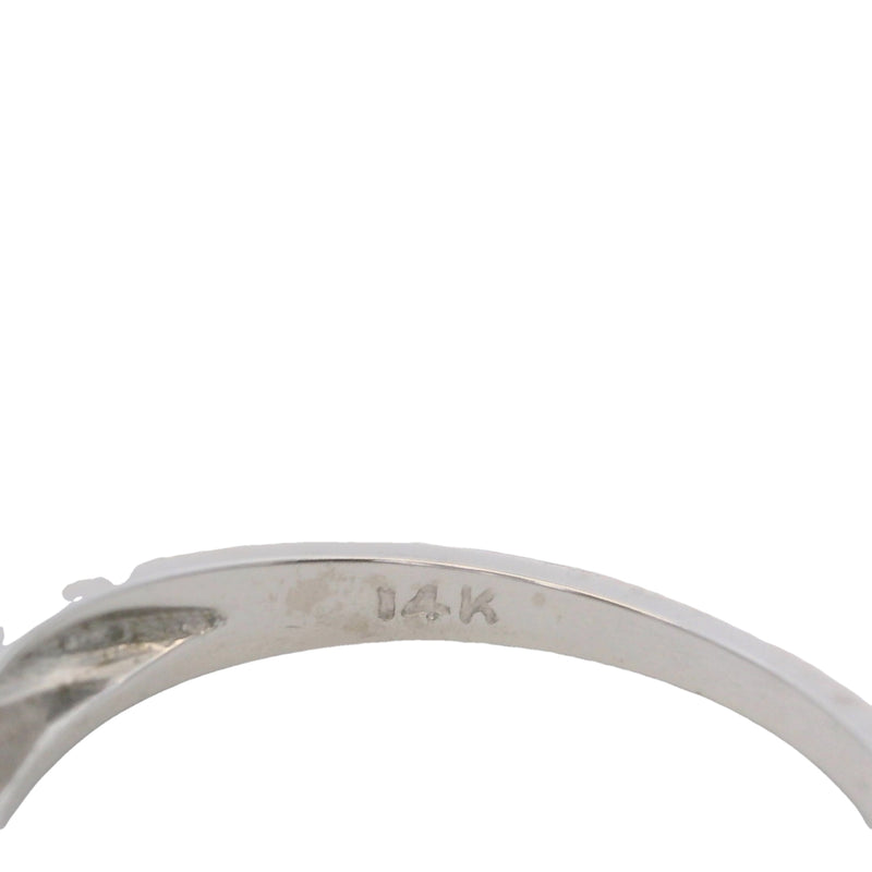 Vintage 1950s 14kt White Gold and 2-Row of Diamonds Wedding Band Ring Size 5