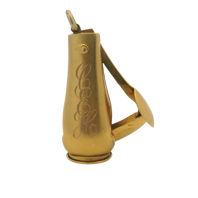 Antique Battin & Co Solid 14kt Yellow Gold Monogrammed Fob Cigar Cutter 6.7g Pendant