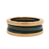 Bulgari Solid 18kt Rose Gold and Black Ceramic B.zero1Two-Band Spiral Ring Size 9