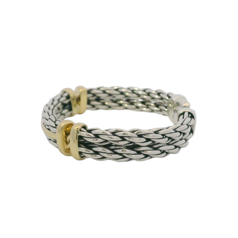 David Yurman RARE 925 Sterling Silver and 18kt Yellow Gold Single-Line Metro 8.5" Bracelet