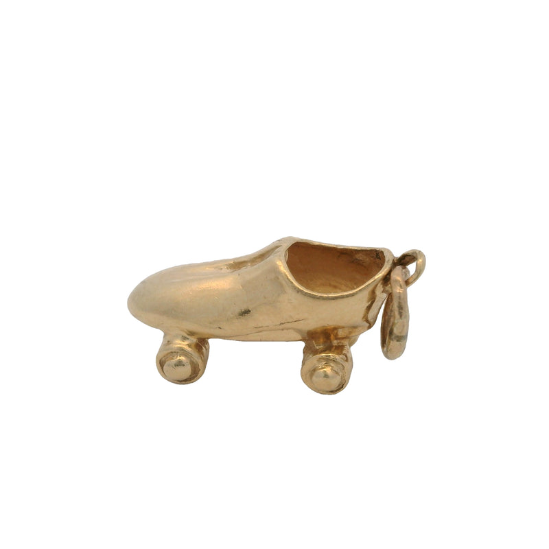 Charm colgante de afición con forma de patín de oro amarillo macizo de 14 kt