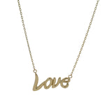 Solid 14kt Yellow Gold "Love" Stationed Pendant Necklace 18.25"
