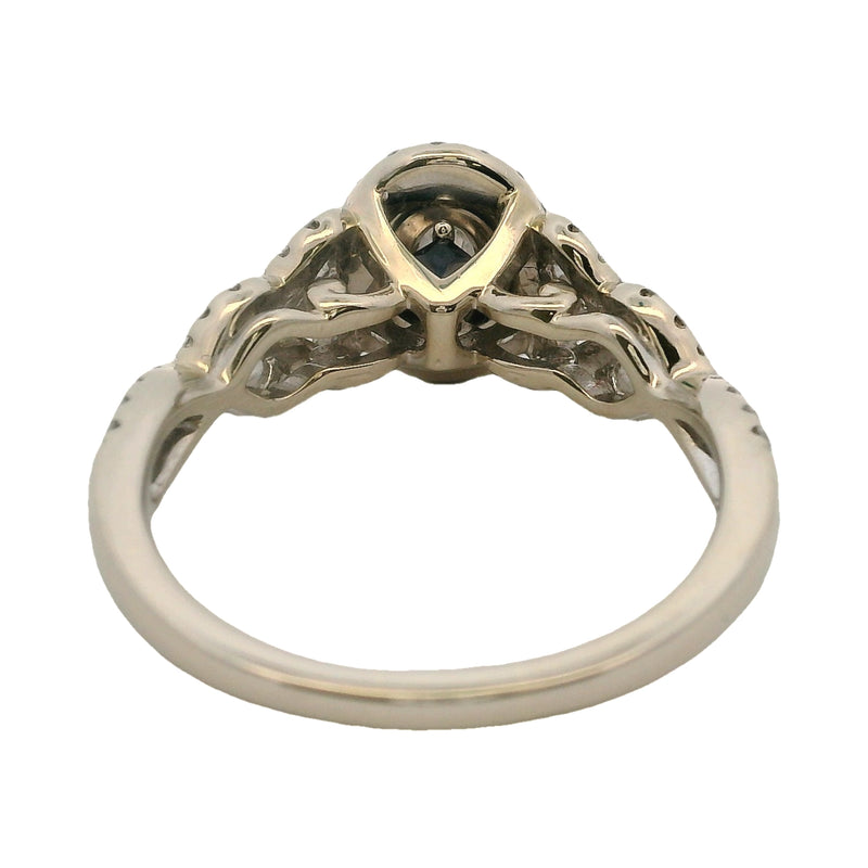 Vera Wang Love Oval 0.50ct Diamond Solitaire Ring with Diamond Halo and Twisted Band Size 8