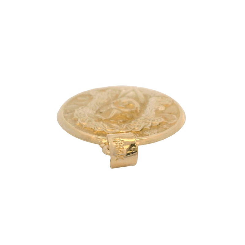 Solid 14kt Yellow Gold Jesus Christ Crown of Thorns Medallion Necklace Pendant