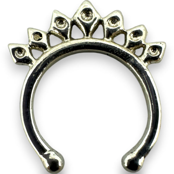 925 Sterling Silver Embellished Faux Septum Piercing
