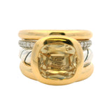 David Yurman 18kt Yellow Gold Sterling Silver Citrine Mercer Four Row Ring Sz 6