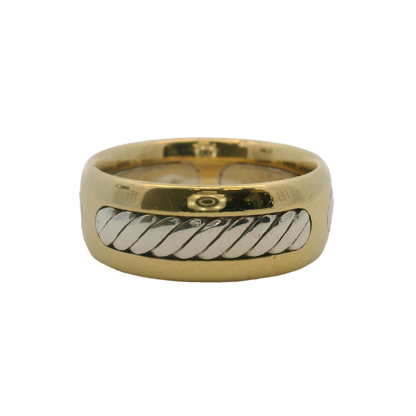 David Yurman Solid 18kt Yellow Gold and 925 Sterling Silver 9.3mm Cable Band Ring Size 11